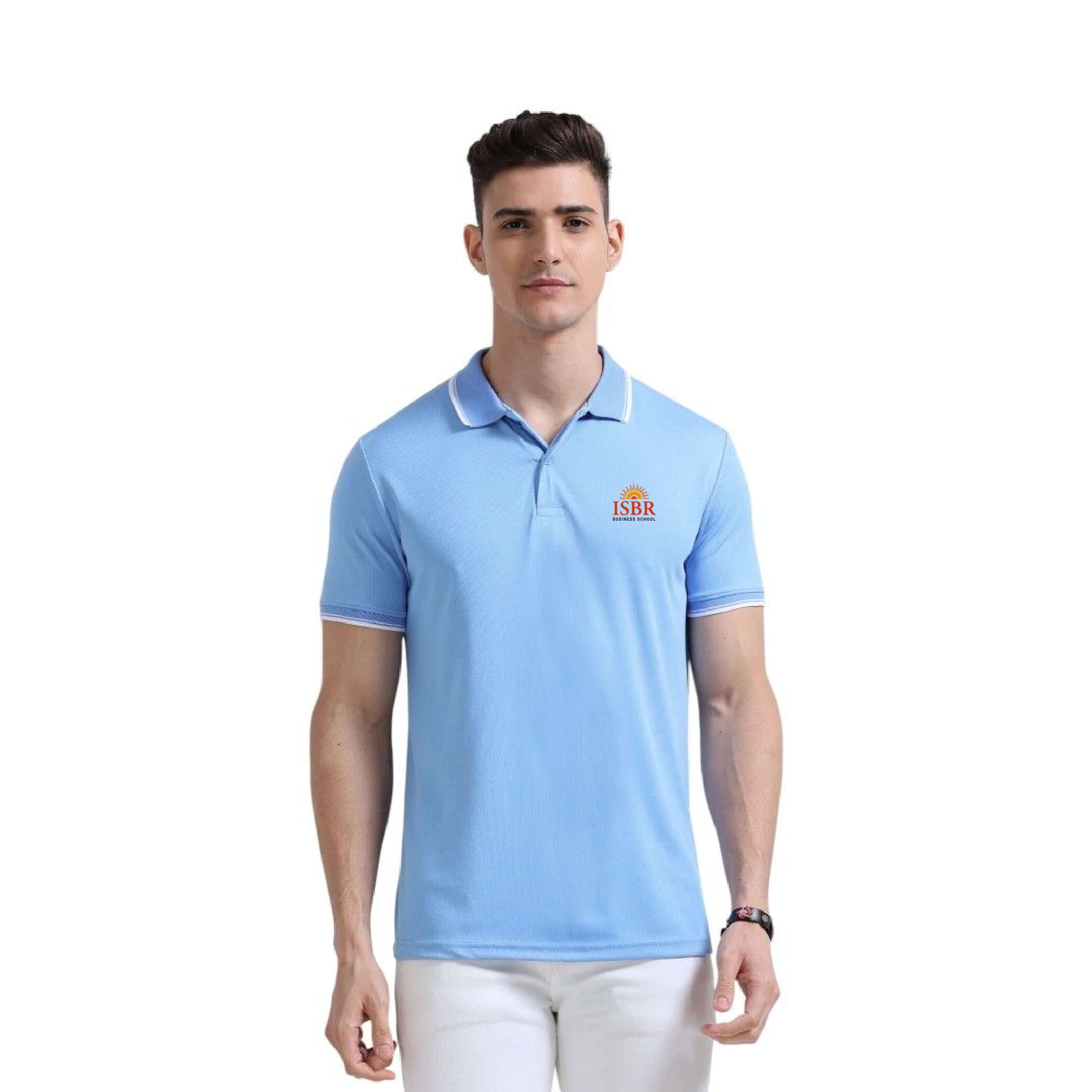 Greys&Blues PrimoKnit Polo Tshirt- Sky Blue with White Tipping